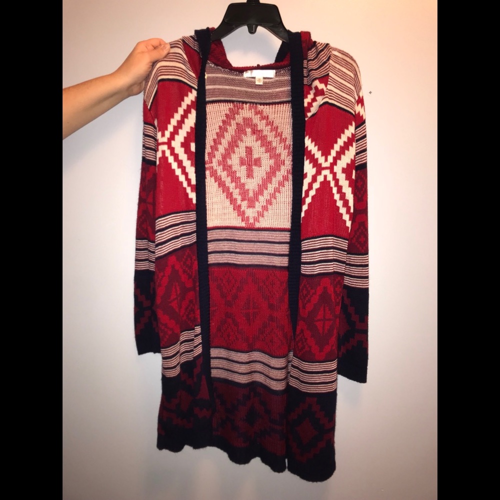 Hooded cardigan sweater